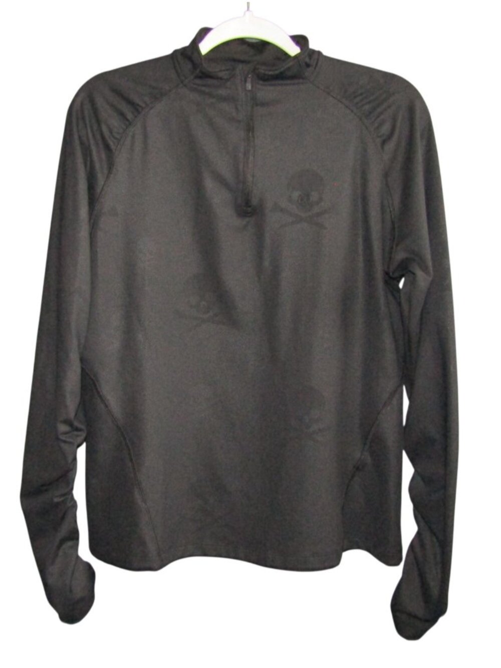 G/FORE Golf Womens XL Quarter Zip Pullover Shirt Black Tonal Skull Crossbones